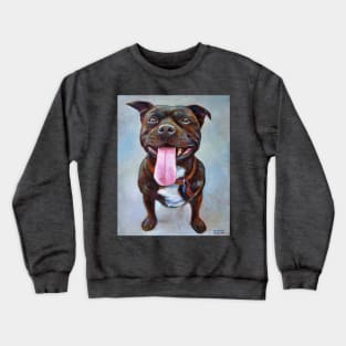 Happy Pitbull Terrier by Robert Phelps Crewneck Sweatshirt